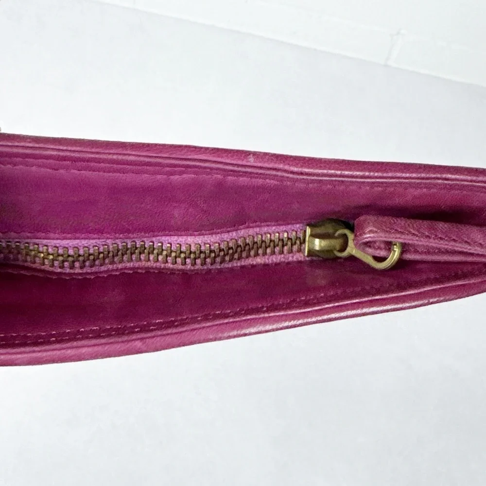 Bottega Veneta Intrecciato Weave 2009 Magenta Clutch Cosmetic Pouch Leather Zip - Picture 5 of 10
